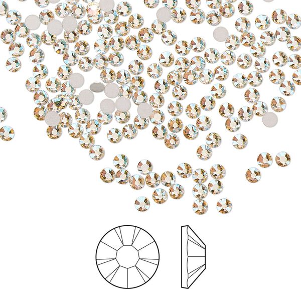 Flat back 1440pk light gold quartz AB foil back, Preciosa MAXIMA Czech crystal rhinestone 2.1-2.3mm chaton rose round SS7 image number 0