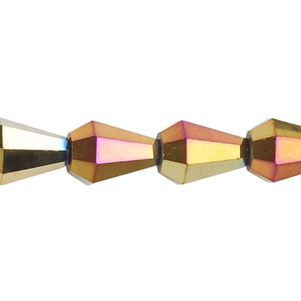 Bead, glass, crystal rose gold, 13x9mm faceted teardrop. Sold per 15-1/2 to 16-inch strand. image number 0