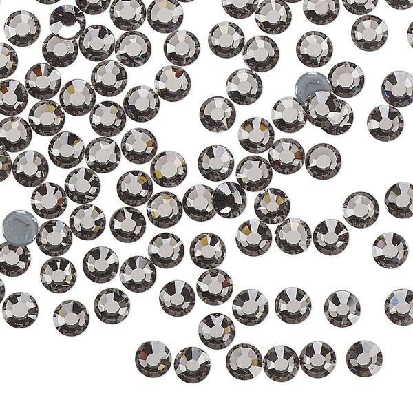 Flat back, Dance With Me™ crystal hotfix rhinestone, black diamond, foil back, 3.8-4mm rose, SS16. Sold per pkg of 144 (1 gross). image number 0