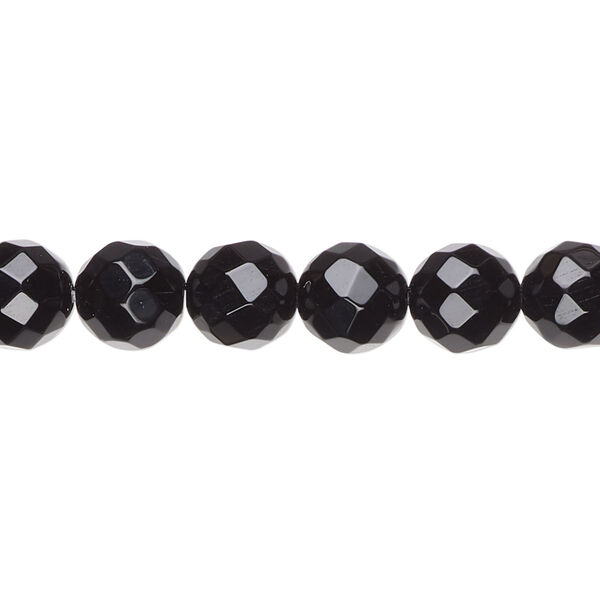 Black onyx 1pkg1, faceted round bead 15.5-16 inch 8mm image number 0