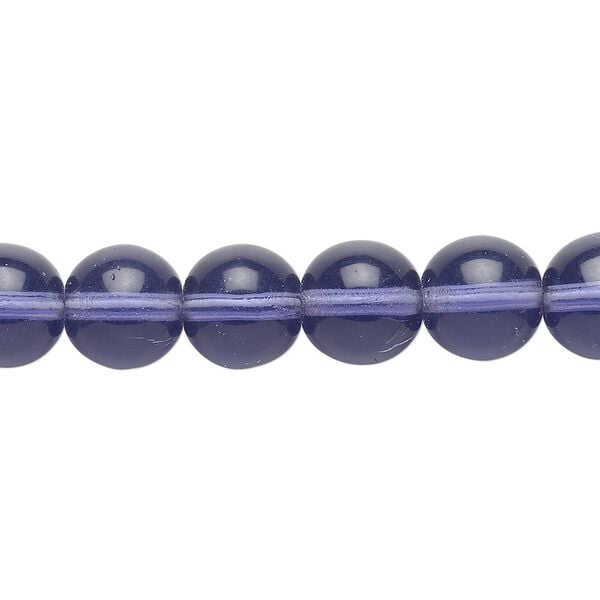 Bead, Czech glass druk, transparent lilac, 10mm round. Sold per 15-1/2" to 16" strand. image number 0