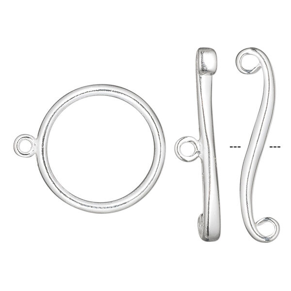Clasp, toggle, sterling silver, 19mm smooth. Sold individually. image number 0