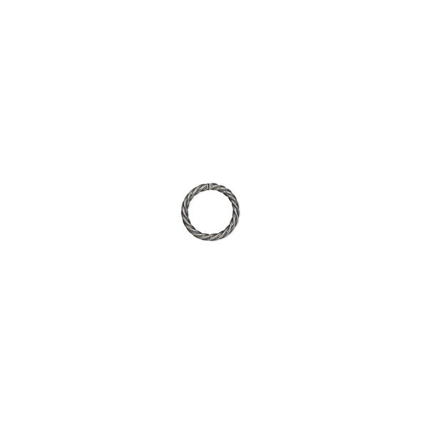 Jump ring, antique silver-plated brass, 6mm twisted round, 4mm inside diameter, 20 gauge. Sold per pkg of 100. image number 0