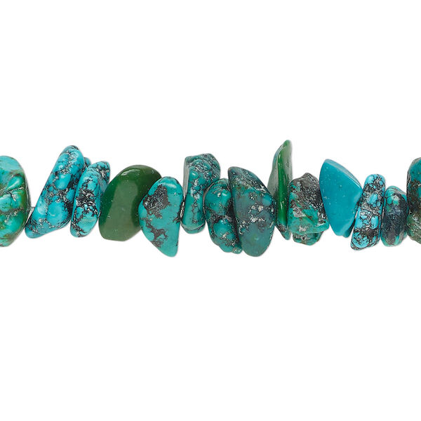 Bead, turquoise (dyed / stabilized), blue-green, large chip, Mohs hardness 5 to 6. Sold per 15-1/2 to 16-inch strand. image number 0
