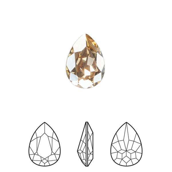 Fancy stone 144pk crystal golden shadow foil back, Swarovski® 14x10mm pear 4320 image number 0