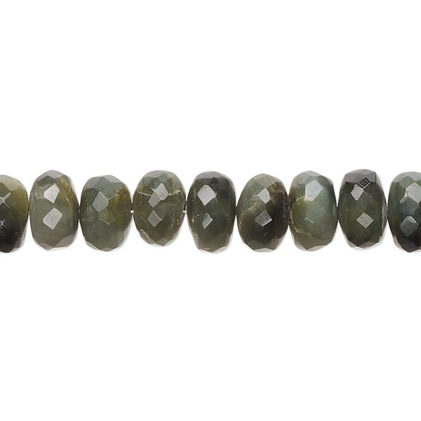 Cat's eye quartz 1pkg1, hand-cut faceted rondelle bead natural 9 inch 8x4mm-9x7mm image number 0
