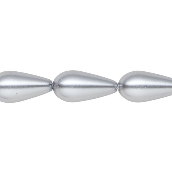 Pearl 1pk pewter, Celestial Crystal® 15x8mm teardrop 15.5-16 inch image number 0