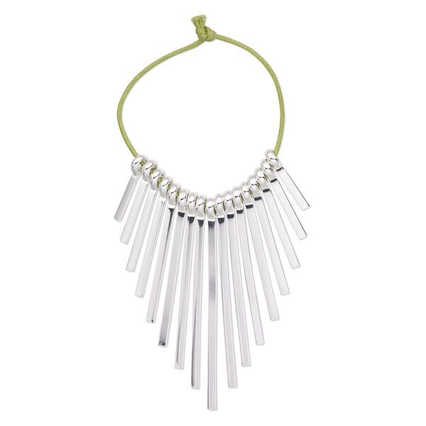 Focal, silver-plated brass, 20x2.5mm-60x2.5mm graduated fan. Sold per 17-piece set. image number 0