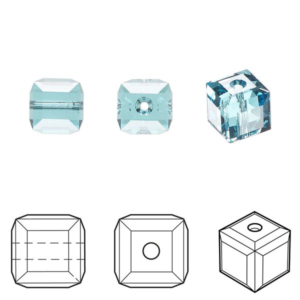 Bead 48pk light turquoise, Crystal Passions® 8mm cube 5601 image number 0