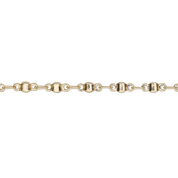 Chain, gold-finished brass, 2.5mm round link. Sold per pkg of 5 feet. image number 0
