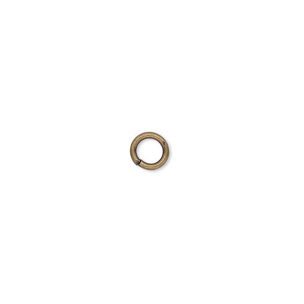 Jump ring, antique gold-plated brass, 5.5mm round, 3.5mm inside diameter, 18 gauge. Sold per pkg of 500. image number 0