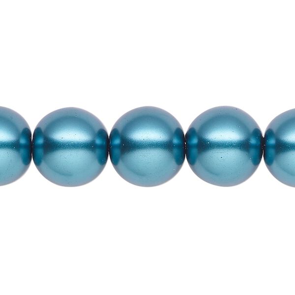 Pearl 1pk teal, Celestial Crystal® 12mm round 15.5-16 inch image number 0