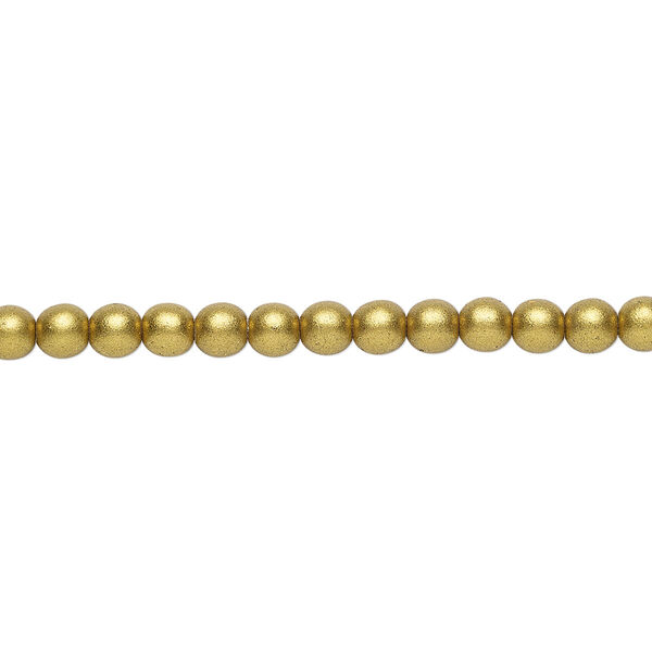 Bead, Czech glass druk, opaque satin metallic bronze, 4mm round. Sold per 15-1/2" to 16" strand. image number 0
