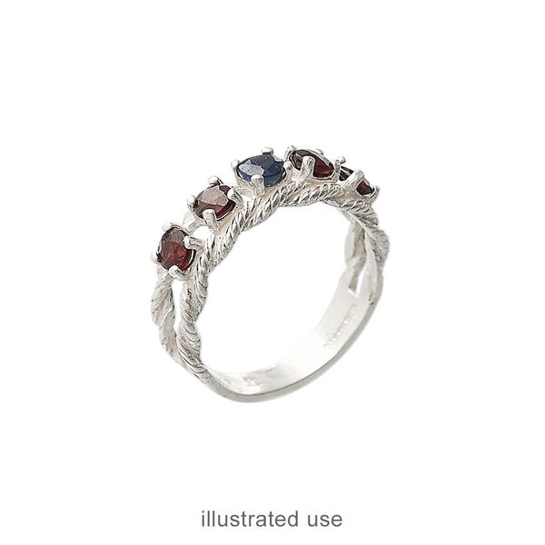 Ring, sterling silver, twisted band with (5) 3.5mm 4-prong round settings, size 7. Sold individually. image number 1