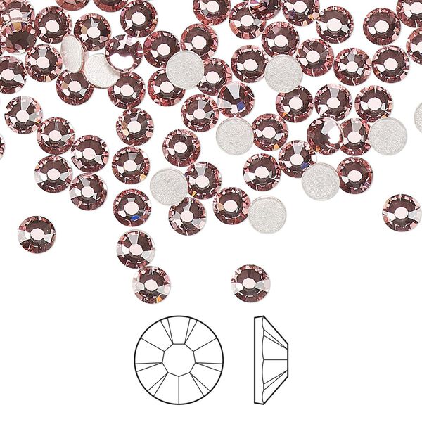 Flat back 1440pk light rose foil back, Preciosa MAXIMA Czech crystal hotfix rhinestone 3.8-4mm chaton rose round SS16 image number 0