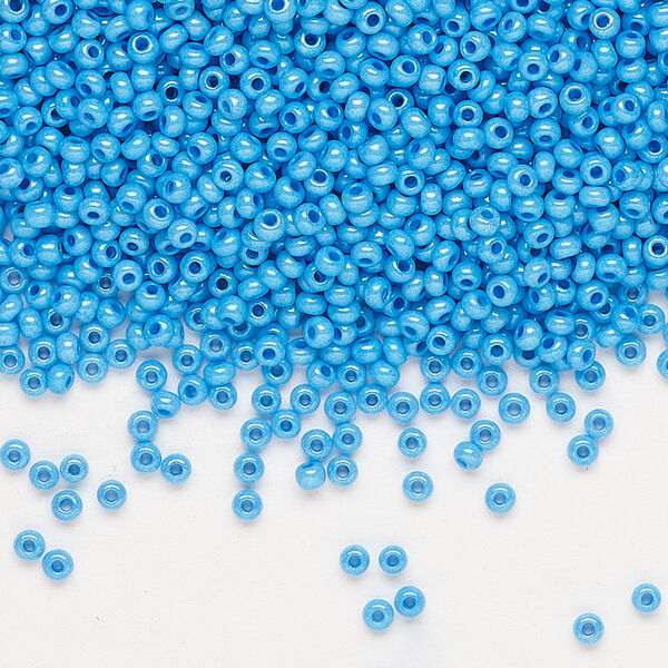 Seed bead, Preciosa Ornela Czech glass, pkg/50g, #11 rocaille, opaque terra dyed dark turquoise luster chalkwhite, (16365). image number 0