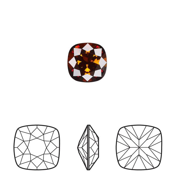Fancy stone 6pk smoked amber foil back, Crystal Passions® 10mm square 4470 image number 0