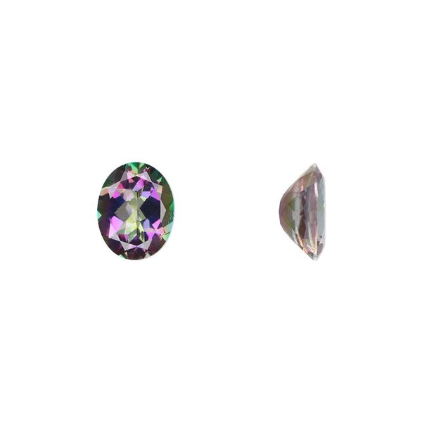 Mystic topaz 1pkg1, hand-cut faceted oval gem 10x8mm image number 0