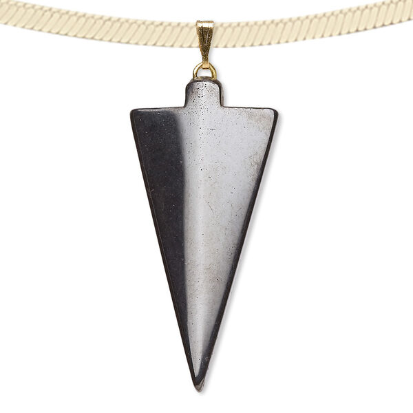 Hemalyke™ / mixed metal 1pkg4, gold-plated / silver-plated top-drilled arrowhead pendant 40x18mm image number 0