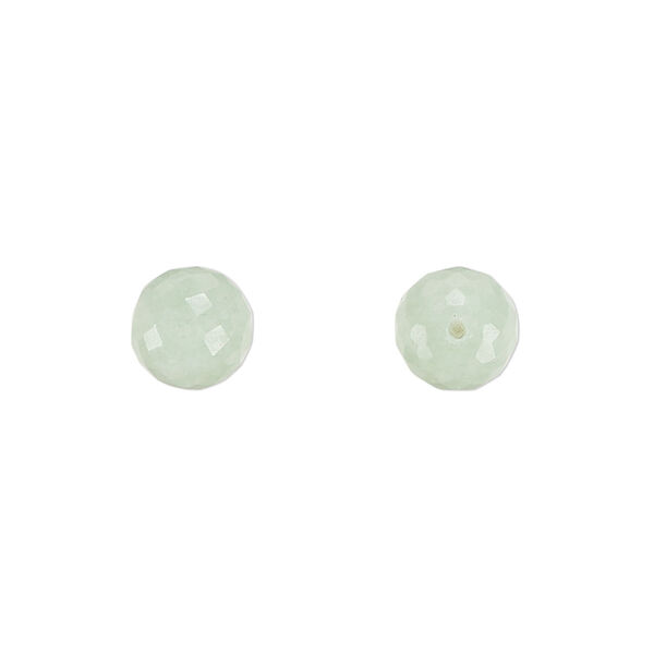 Green aventurine 1pkg2, hand-cut half-drilled faceted round bead natural 8mm image number 0
