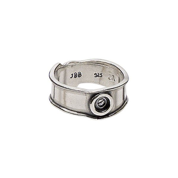 Ring, JBB Findings, antiqued sterling silver, 8mm wide flat band with SS16 flat back setting, size 6. Sold individually. image number 0