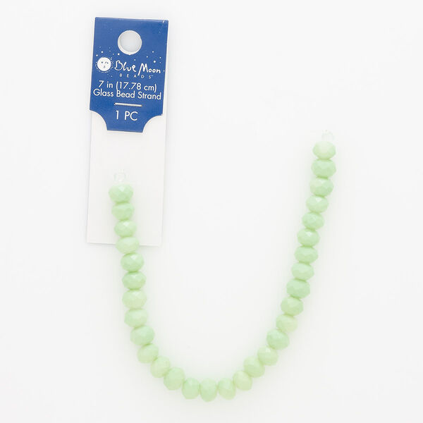 Bead, coated glass, opaque lime green, 8x6mm faceted rondelle with 0.7mm hole. Sold per 7-inch strand. image number 0