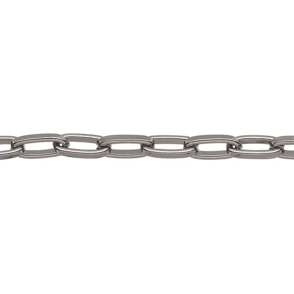 Chain, gunmetal-plated steel, 4mm long cable. Sold per 50-foot spool. image number 0