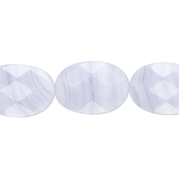 Blue lace agate 1pkg1, faceted oval bead natural 8 inch 18x13mm image number 0