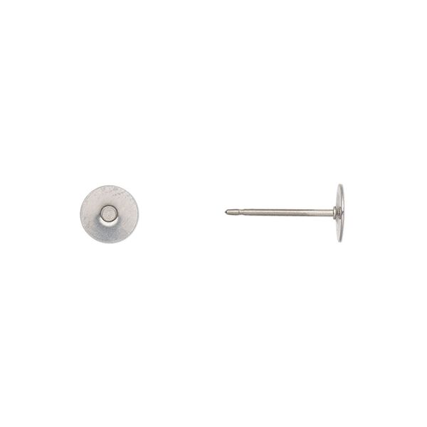 Earstud 1pkg100 titanium, 6mm flat pad, 21 gauge stainless steel 50 pair image number 0