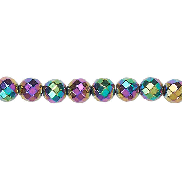 Hemalyke™ 1pkg1, rainbow titanium-coated faceted round bead 15.5-16 inch 6mm image number 0