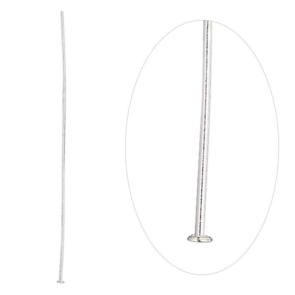 Head pin, sterling silver, 2-1/2 inches, 22 gauge. Sold per pkg of 100. image number 0