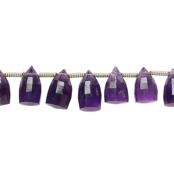 Amethyst 1pkg28, hand-cut top-drilled faceted cone bead natural graduated 6x3mm-10x6mm image number 0