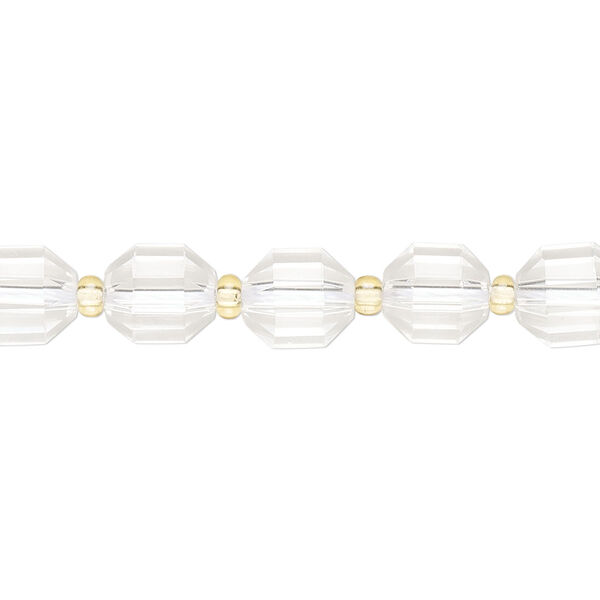 Quartz crystal 1pkg1, hand-cut faceted drum bead natural 8 inch 8mm image number 0
