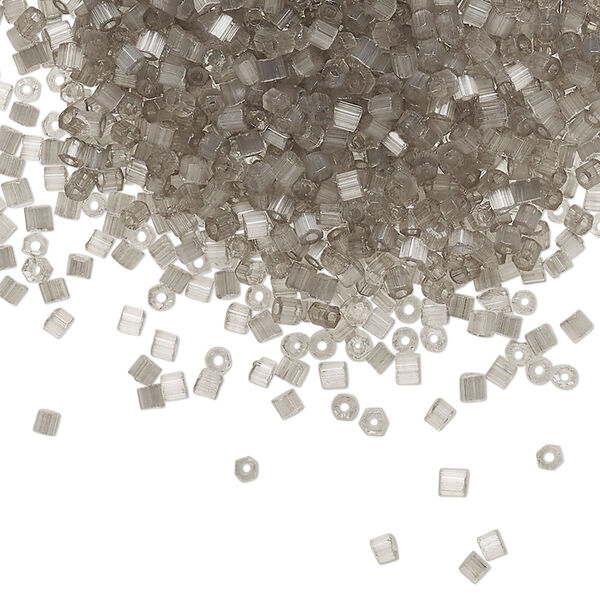 Seed bead, Preciosa Ornela Czech glass, pkg/500g, #11 2-cut hex, translucent solgel dyed satin grey, (05141). image number 0