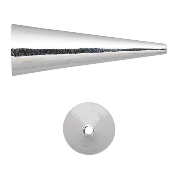 Cone, sterling silver, 38x13mm, 11mm inside diameter. Sold per pkg of 2. image number 0