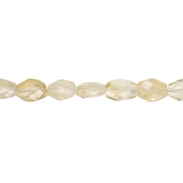 Citrine 1pkg1, hand-cut faceted puffed oval bead 6 inch 8x6mm-11x7mm image number 0