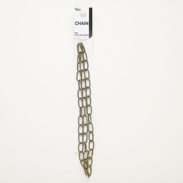 Chain, antique gold-finished steel, 8mm cable. Sold per pkg of (3) 7-inch chains. image number 0