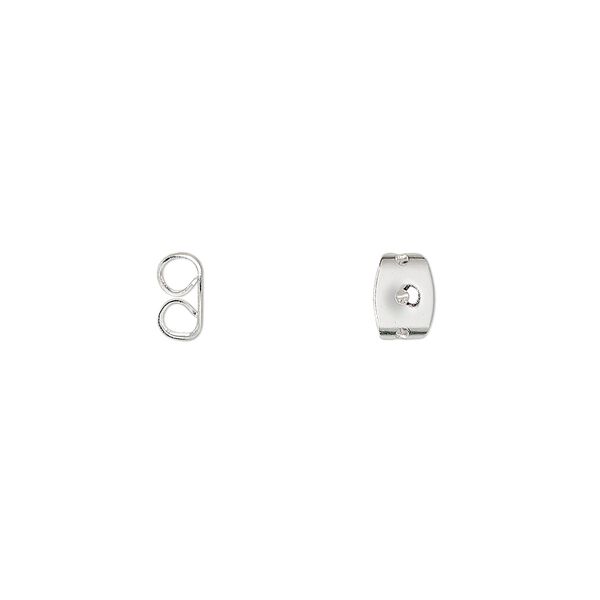 Earnut 1pkg100 silver-plated, 6x5mm, stainless steel 50 pair image number 0