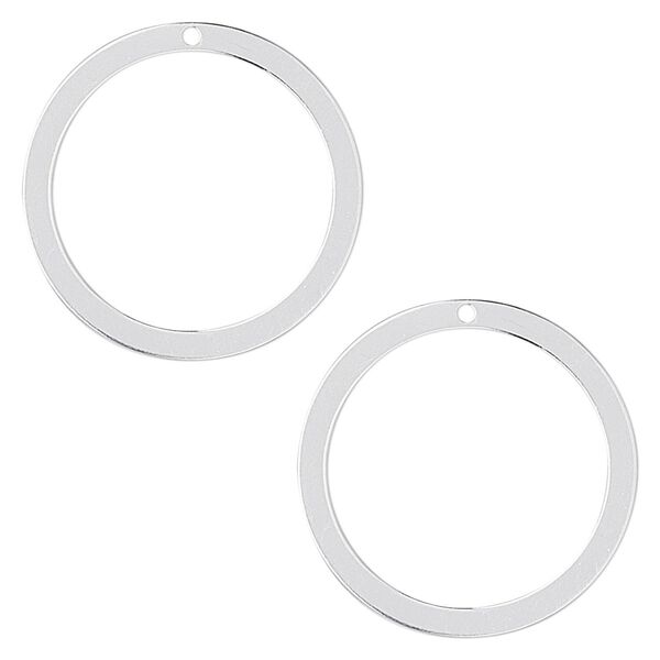 Drop, sterling silver, 22mm open round. Sold per pkg of 2. image number 0