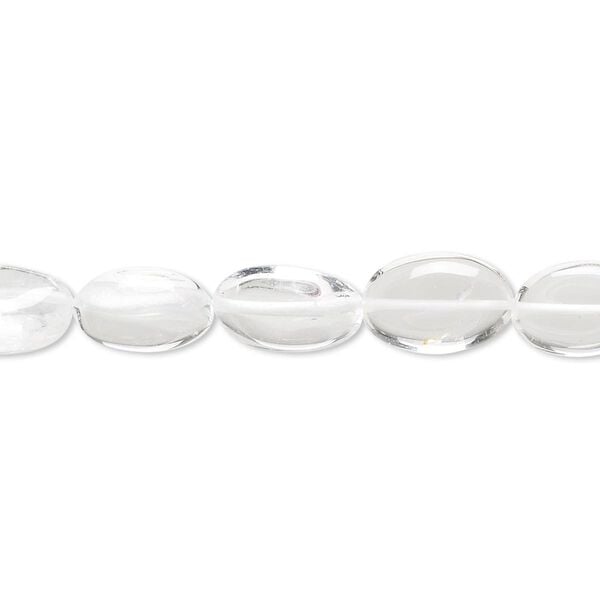 Quartz crystal 1pkg1, hand-cut puffed oval bead natural 13 inch 9x6mm-12x7mm image number 0
