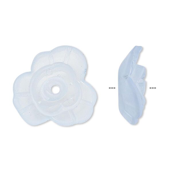 Component, acrylic, frosted light blue, 21x8mm flower. Sold per pkg of 50. image number 0