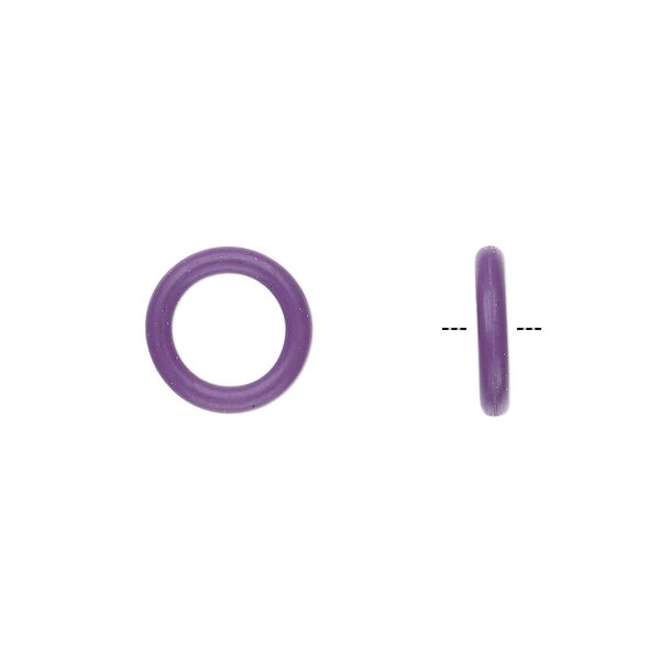 Component, Oh! Ring™, silicone, purple, 12mm round with 8mm hole. Sold per pkg of 200. image number 0