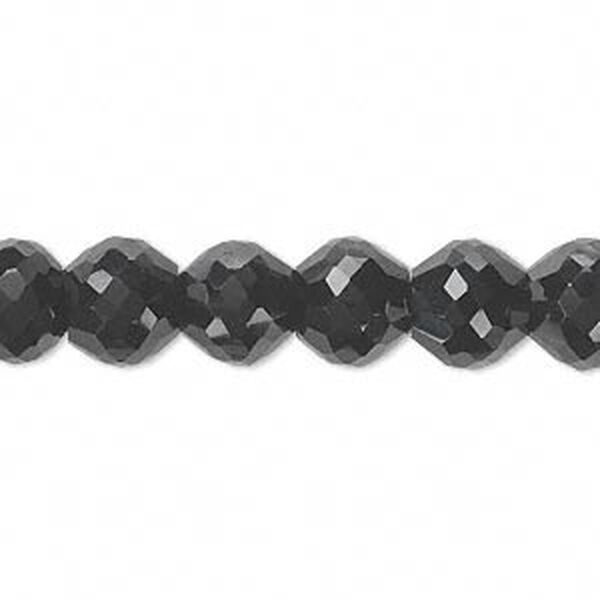 Black onyx 1pkg10, hand-cut faceted rondelle bead B grade, 10x8mm image number 0
