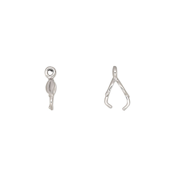 Bail, JBB Findings, ice-pick, antiqued sterling silver, 7x2mm leaf, 5mm grip length. Sold per pkg of 2. image number 0