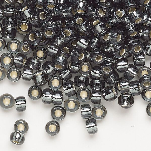 Seed bead, Miyuki, glass, pkg/250g, #6 rocaille, transparent silver-lined light grey, (RR-21). image number 0