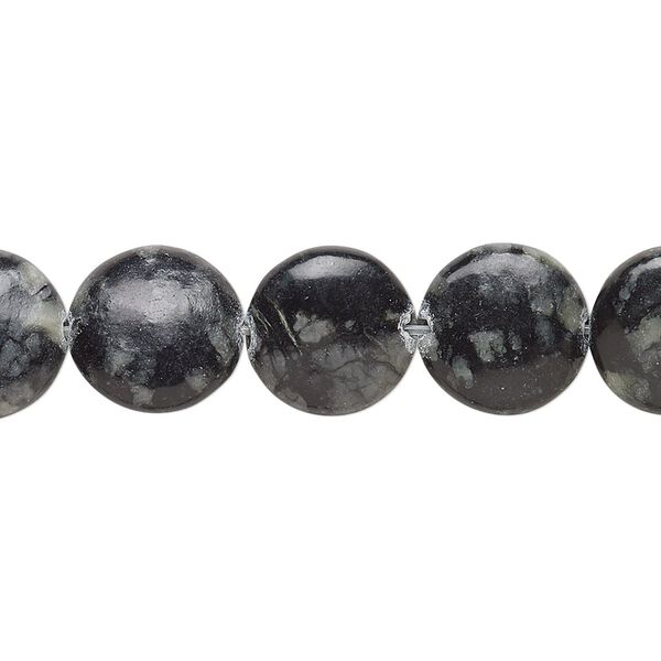 Picasso serpentine 1pkg1, puffed flat round bead natural 15 inch 12mm image number 0