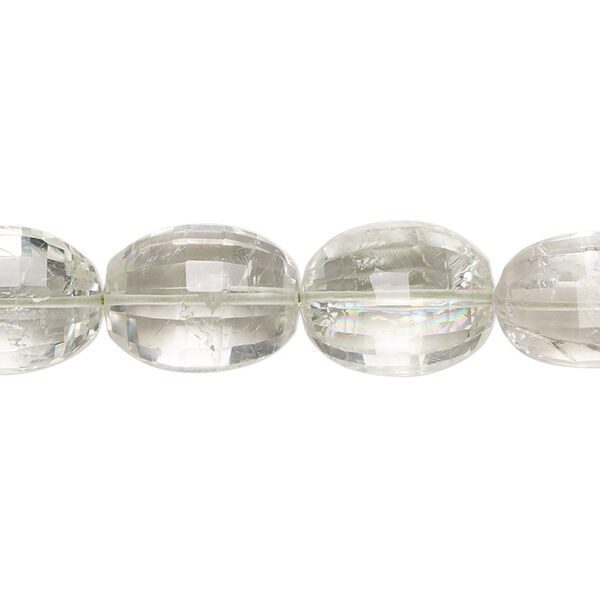 Green quartz 1pkg1, hand-cut faceted puffed oval B+ grade, 8 inch 10x8mm-15x12mm image number 0