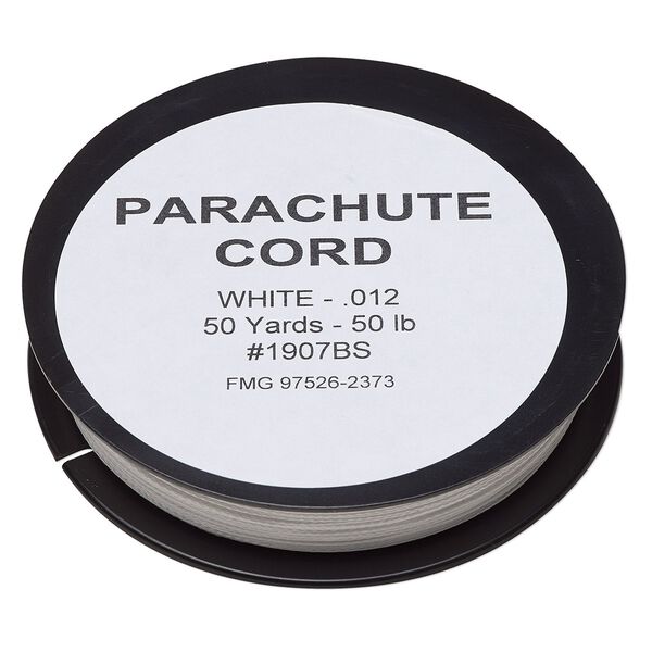 Thread, Spectra®, ultra high molecular weight polyethylene parachute, white, 0.012 inch, 50-pound test. Sold per 50-yard spool. image number 0