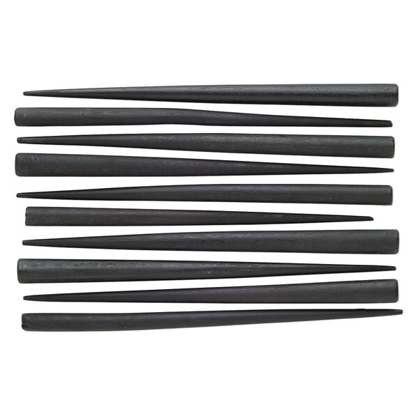 Hair stick, wood (dyed), black, 6 to 6-1/2 inch hand-carved, end-drilled. Sold per pkg of 10. image number 0