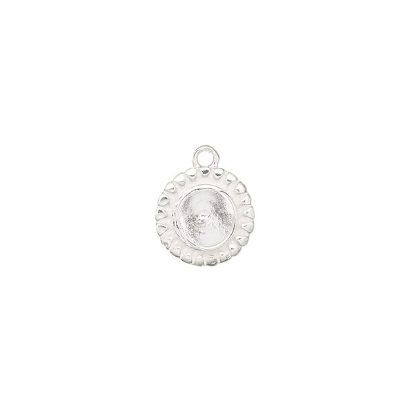 Drop, sterling silver, 10.5mm beaded round with SS24 chaton setting. Sold individually. image number 0